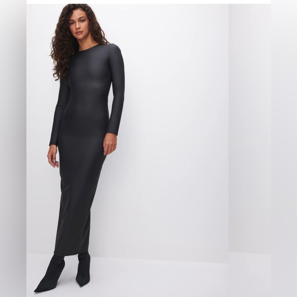 MATTE FAUX LEATHER MAXI DRESS